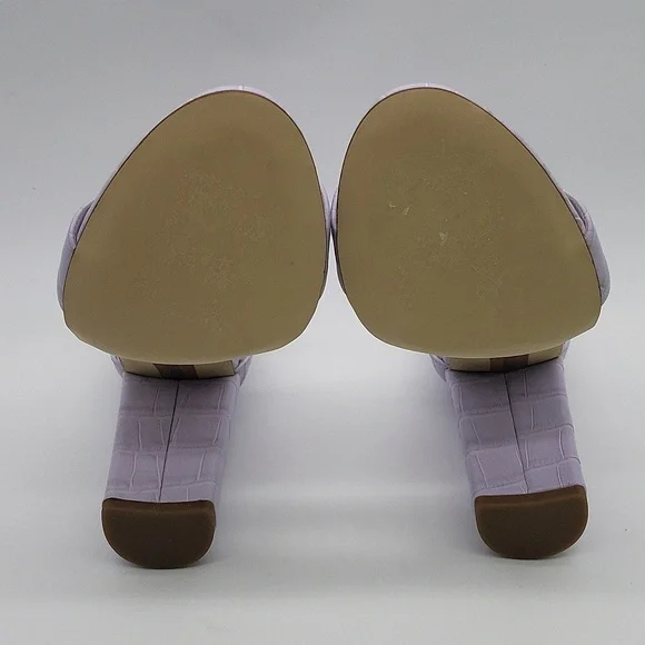 784- Sam Edelman Yaro Lilac Croc Embossed Leather Block Heel Sandals 7.5 M NWT - Picture 8 of 12